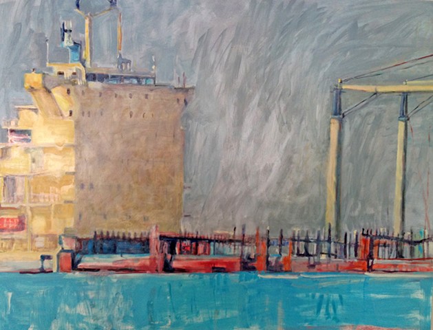 tanker painting, freighter painting, painting of ship
