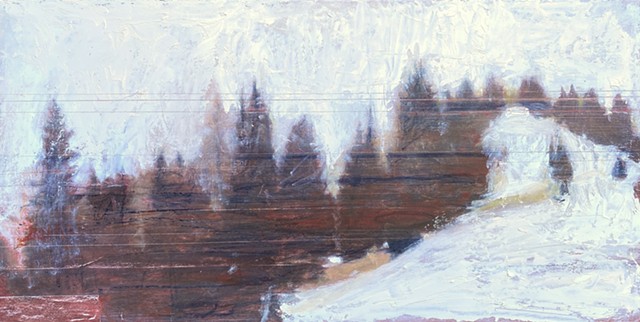 surveillance landscape, mountain painting, ski painting. live feed painting, 