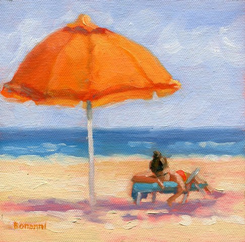Umbrella, summer, shore, LBI, paintings, 