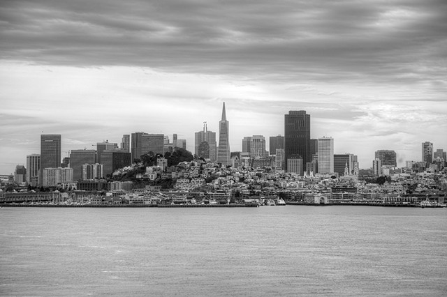 San Francisco, San Francisco Skyline, Alcatraz, San Francisco Bay, Matted Photo, skyline