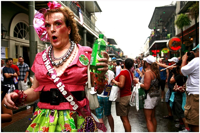 Miss Hair of the Dog, makes her way down Bourbon Street during Southern Decadence. Tropical Storm Lee caused the cancellation of numerous events for Labor Day weekend through out New Orleans and Louisiana. Despite the rain the Southern Decadence parade we
