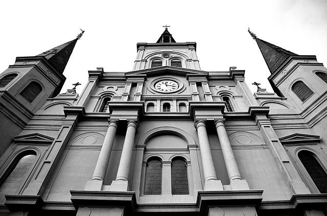 Black and white photo print, art for sale, st Louis cathedral, Jackson square, New Orleans Louisiana 
