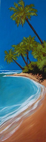 Oil painting of Carribean beach by Maggie Wolszczan