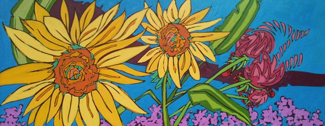 Painting of sunflowers in Provence by Maggie Wolszczan