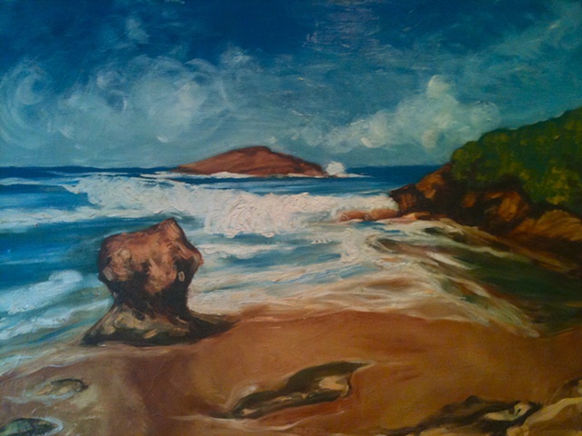 Oil painting of beach Arecibo Puerto Rico by Maggie Wolszczan