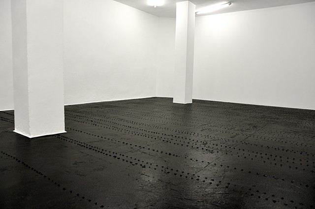 Untitled - acrylic, enamel paint, household paint on the floor 950x500cm