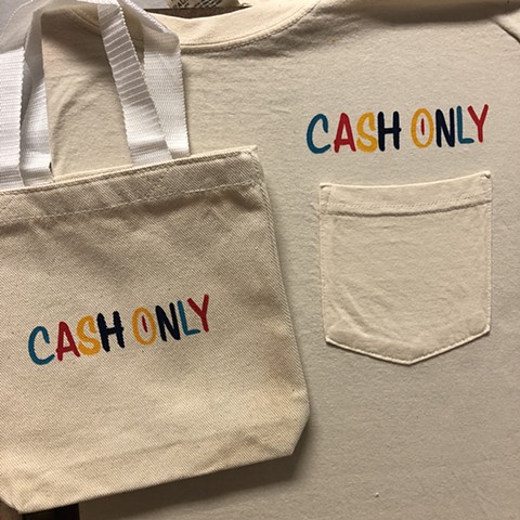 Cash Only! 4 Color Pocket Tee + Mini Tote