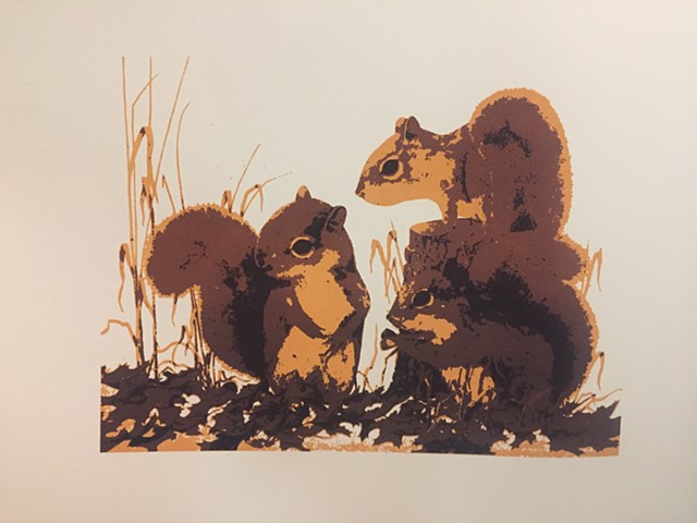 Squirrels - Private Commission - Silkscreen Edition of 7