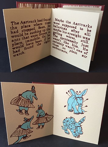 part of a handmade book with silkscreened prints. 
