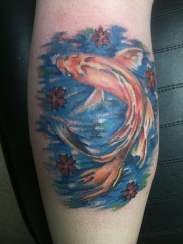 watercolor tattoo koi shippensburg pa shop parlor guerilla tattoo realism fish 