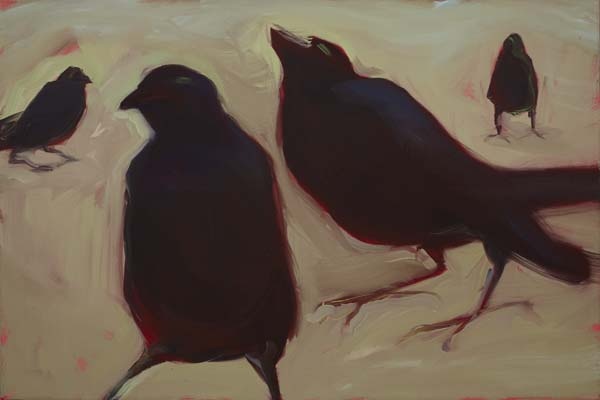 Four black birds