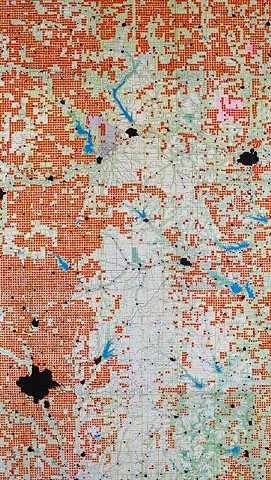 Flint Hills - square miles with roads on four sides (red), towns (black).