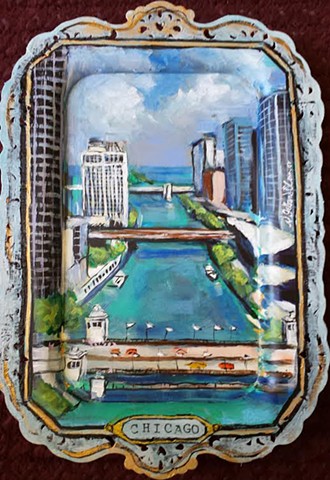 Chicago River Tray  SOLD