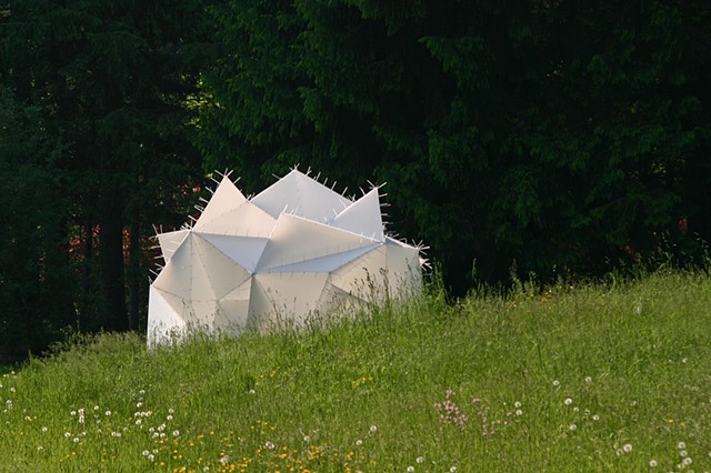 Sanctum - A translucent light retreat constructed of corrugated plastic and cable ties 