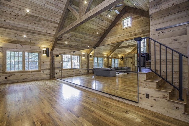 Hoffman Barn Loft - Dance Mirrors in Raised Position on Stage Rail - Gary Pearl Photography