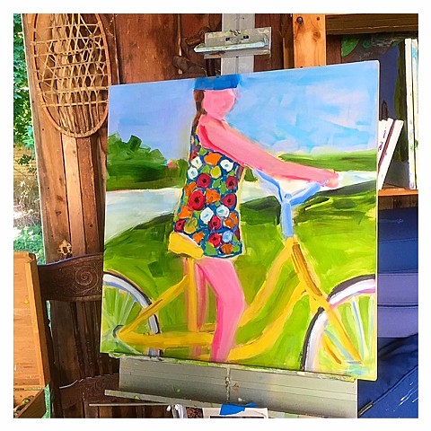 Yellow bike painting