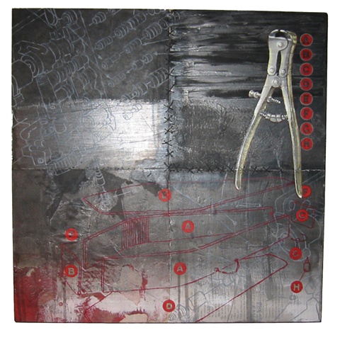 Tools of the Trade mixed media on panel - Carrie Ann Plank