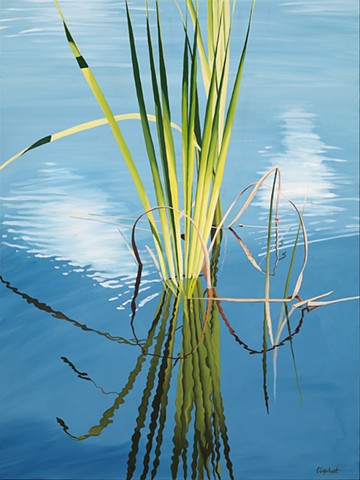 pond grasses oil painting