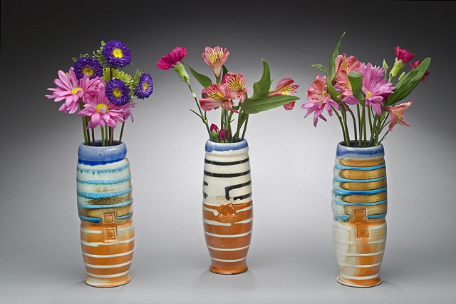 Set of 3 stem vases