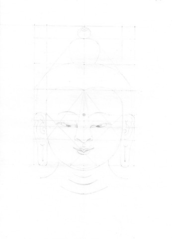 My fifth grid drawing of Buddha's head, this one got Master's approval and I was allowed to move on.