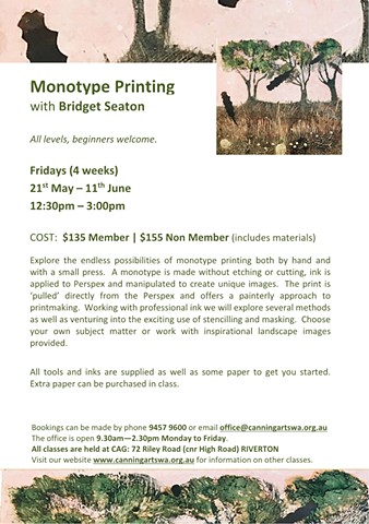 Monotype course at Canning Arts Centre
