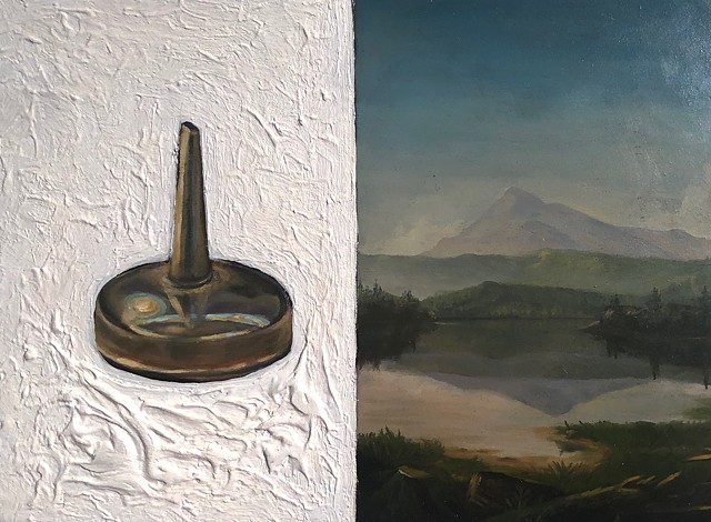 Oil can and the landscape