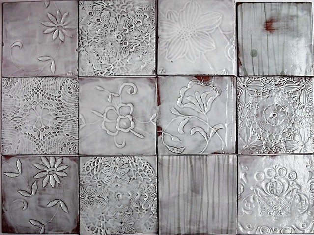 Tin glazed lace tiles