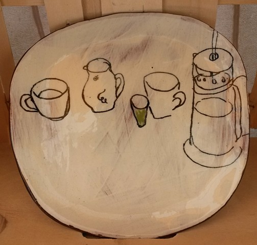 studio plate with coffeemaker