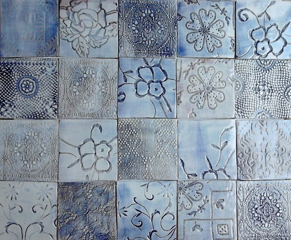 Blue washed tiles