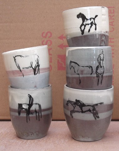 cups with horses