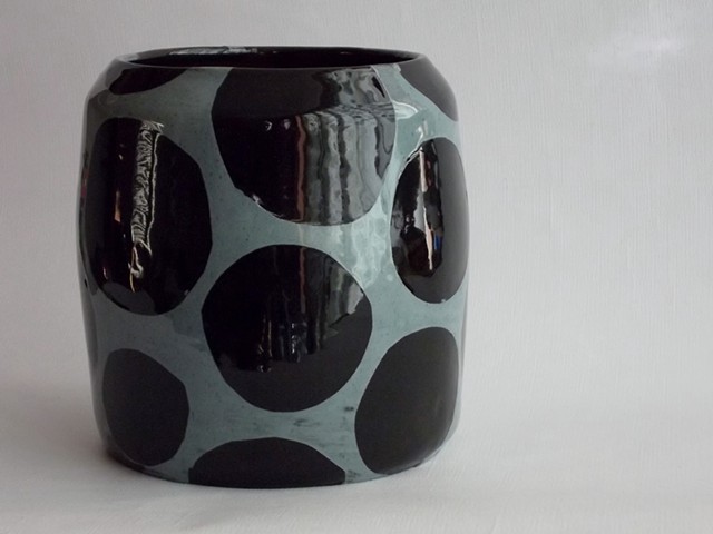 Blue dot wide vase