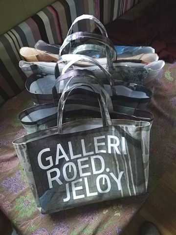Bags made from art exhibition banners