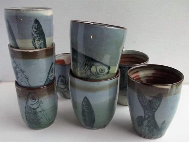 beakers with fish