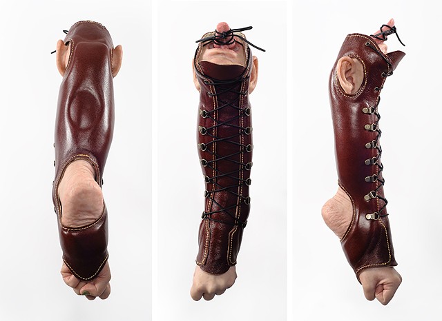Silicone sculpture inspired by prosthetic and orthotic devices