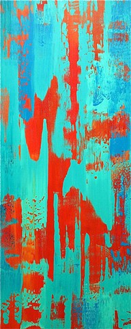 contemporary Abstract Art, 3D, sculpture, mid century modern, jackson pollack, sunset, Ocean, modern, blue, orange, green, copper, turquoise, yellow, orange, contemporary art, abstract, san diego, san diego artist, affordable art, bright, colorful, non-re