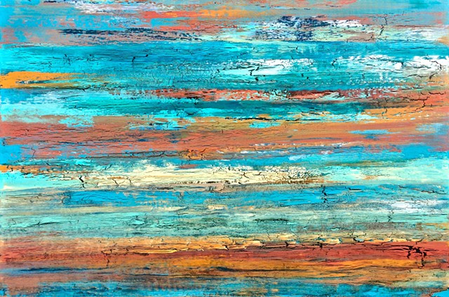 contemporary Abstract Art, coastal, beach, circles, spheres, flowers, floral, jackson pollack, sunset, Ocean, modern, blue, orange, green, copper, turquoise, yellow, orange, contemporary art, abstract, san diego, san diego artist, affordable art, bright, 