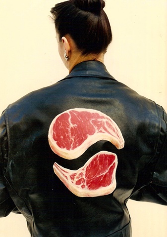 Painted leather jacket ( yin and yang pork chops)