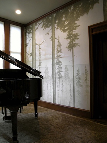 Forest mural in San Francisco home for Willem Rack'e Studio