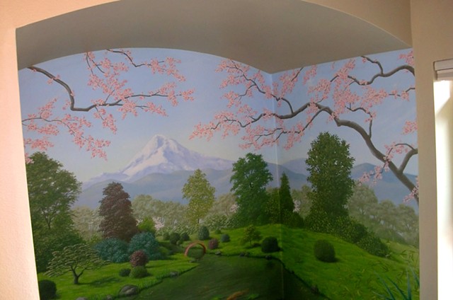 Bathroom Japanese garden mural