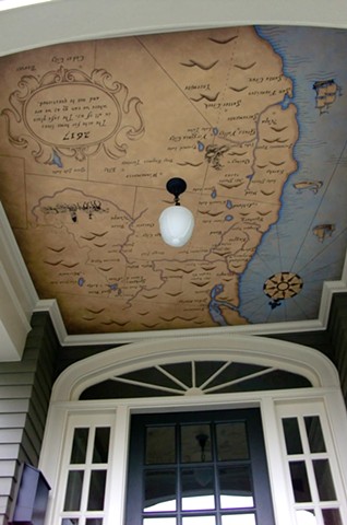 Northwest map mural for home in NE Portland