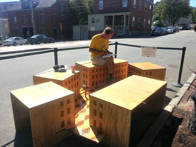 Park(ing) Day installation "Piazza" by Michael Belleau Architect in Portland Maine