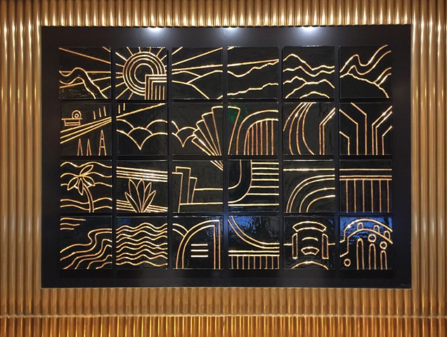 Waldorf Astoria Beverly Hills Hotel tile mural commission corporate 