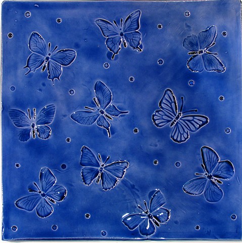 SOLD - Butterflies 12x12 Aegean Blue