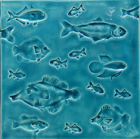 SOLD Fish Caribbean Blue 8x8