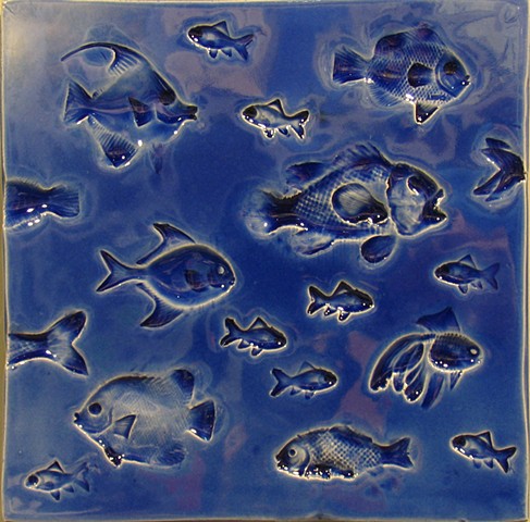 SOLD Fish Aegean Blue 8x8