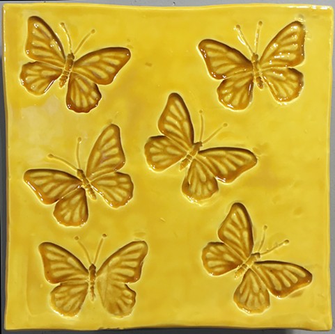SOLD Butterflies yellow 8"x8"