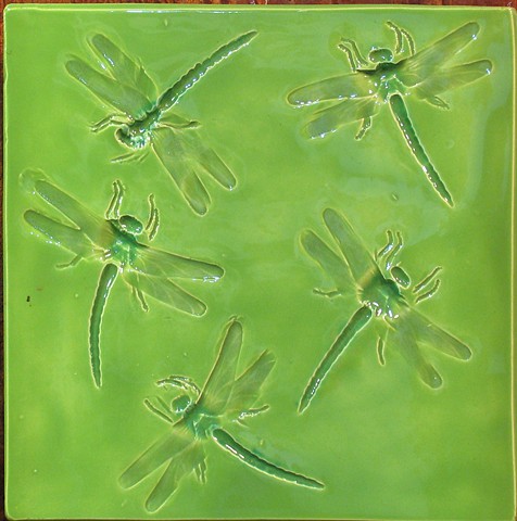 SOLD Dragon Fly Apple-green 8"x8"