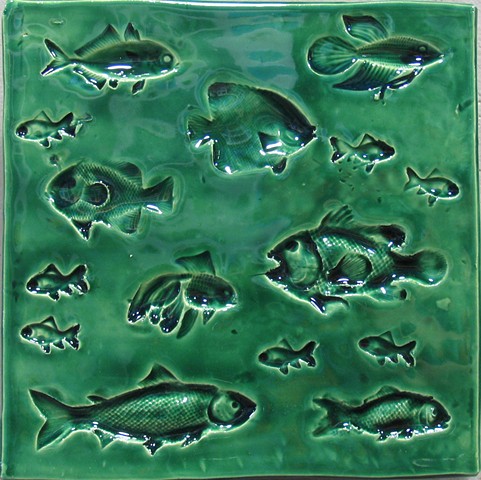 Fish sea green 8"x8"