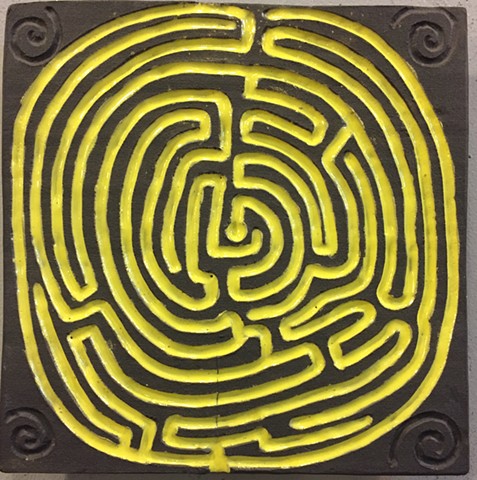labyrinth maze carved tile wall art