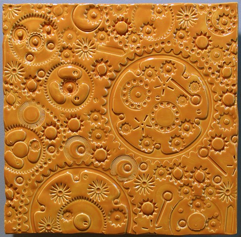 SOLD Gears - Boroque Gold 12"x12"